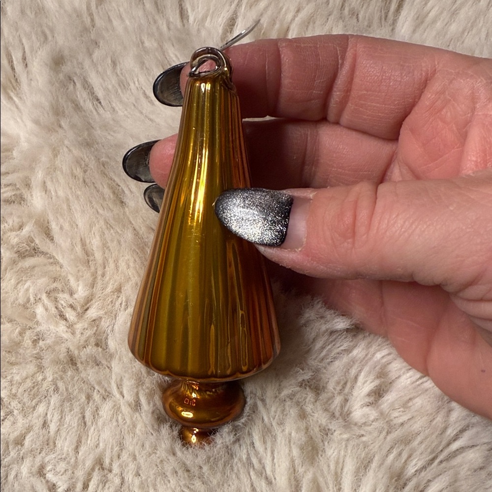 Polish/Czech glasswork gold mercury-glass– Finial blown glass Christmas ornament